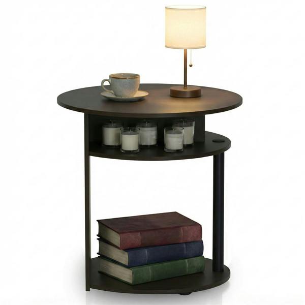 WALPLUS JAYA Simple Design Oval End Table, Walnut | Stylish Table for Home Use with Practical and Modern Design