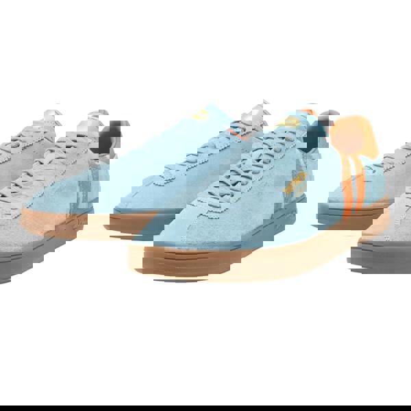 Patrick Mens Monaco Suede Cupsole Trainers - Light Blue/Orange