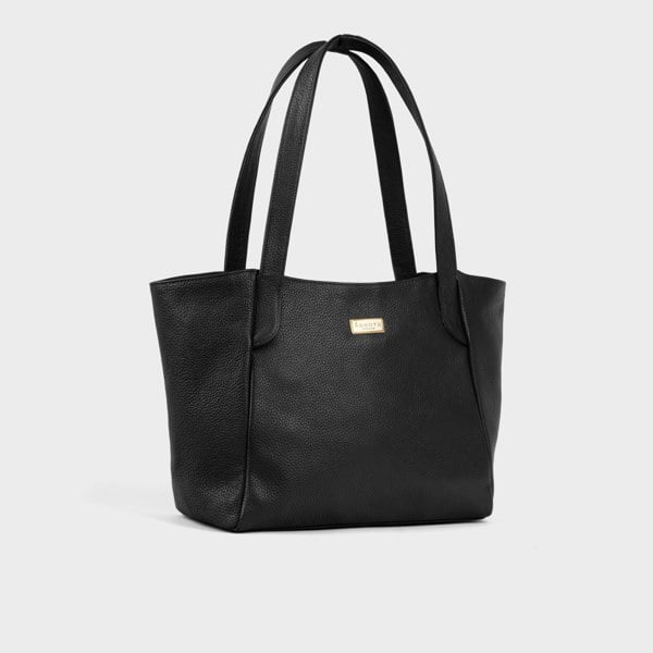 Assots London 'URBAN TOTE' Black Pebble Grain Real Leather Work Tote Bag