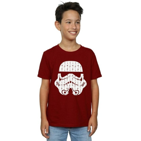 Star Wars Boys Christmas Stormtrooper Helmet T-Shirt - Burgundy