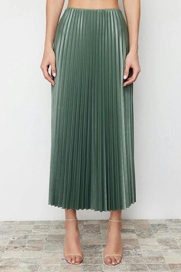 WOVCOR Pleated Maxi Stretch Knit Skirt