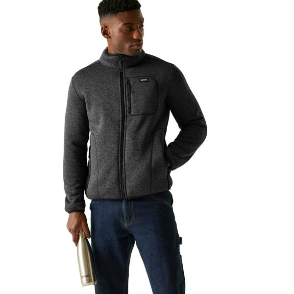 Regatta Mens Barlee Marl Full Zip Fleece Jacket - Black - 