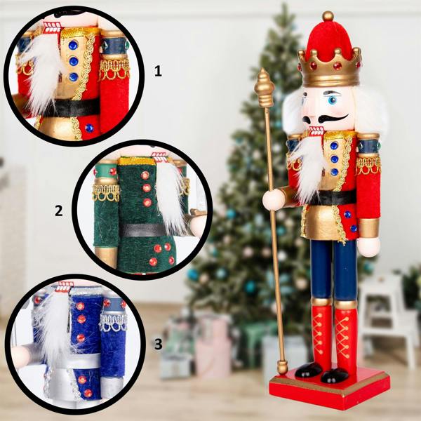 30cm Wooden Christmas Nutcracker Soldier Figures, 3 Piece Set, Hand Painted Festive Decorations image 7