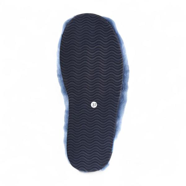 Infinity Leather Women's Sheepskin Slippers Navy Warm Winter Fur Mule - Aurora