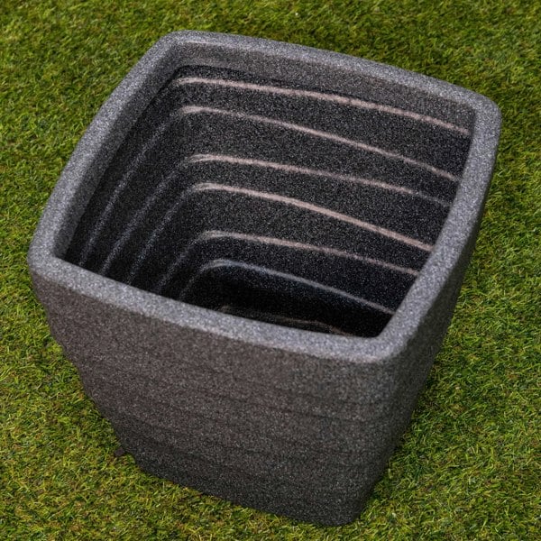 Samuel Alexander 31cm Small Square Dark Grey Garden Patio Trojan Plant pot