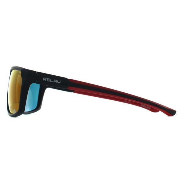 Relay Rectangle Unisex Matte Black and Red Red Revo Polarized Swiftline Sunglasses