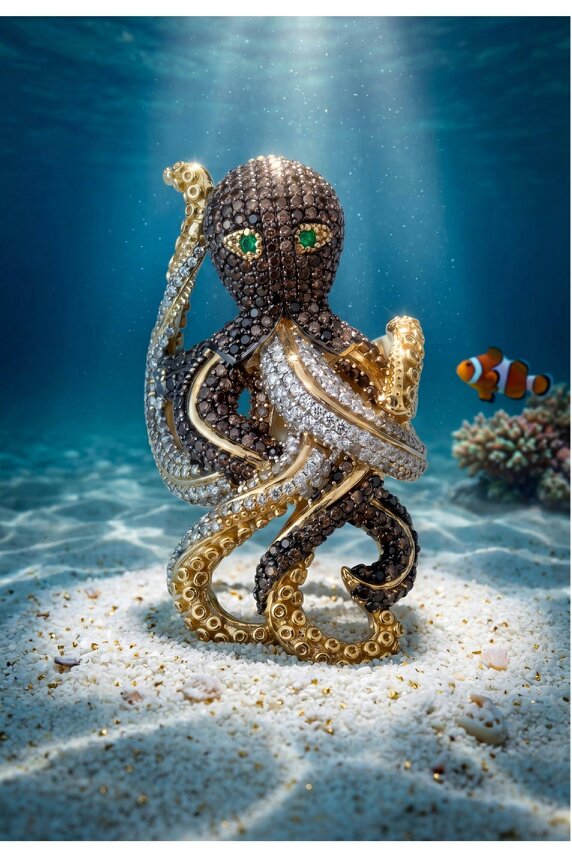 Latelita Octopus Cocktail Ring Nordic Gold Adjustable