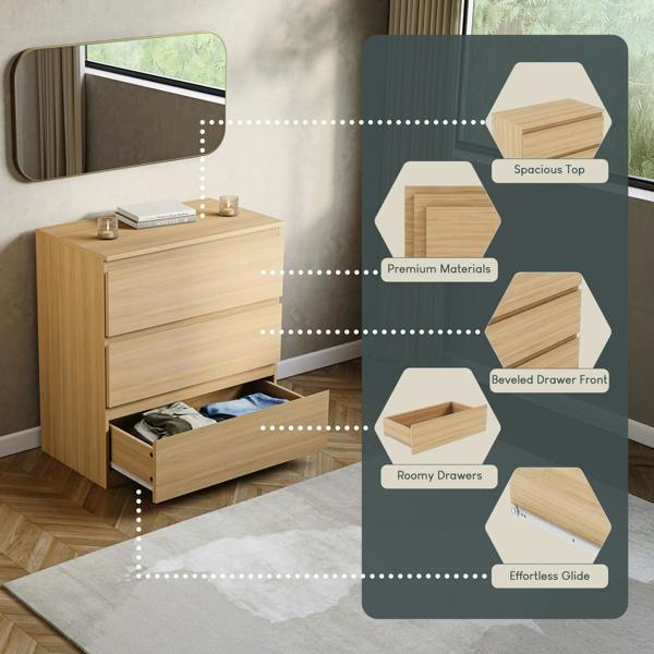 Vida Designs Denver 3 Drawer Chest, Black