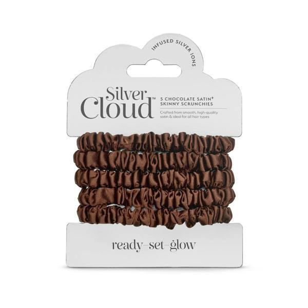Silver Cloud Beauty Silver Cloud Skinny Hair Scrunchie Chocolate 5 Pack
