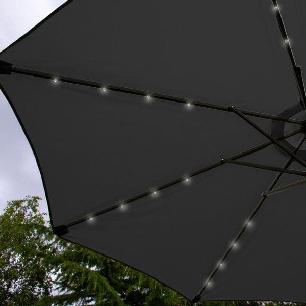 Monstershop Grey 2.7m LED Tilt Parasol