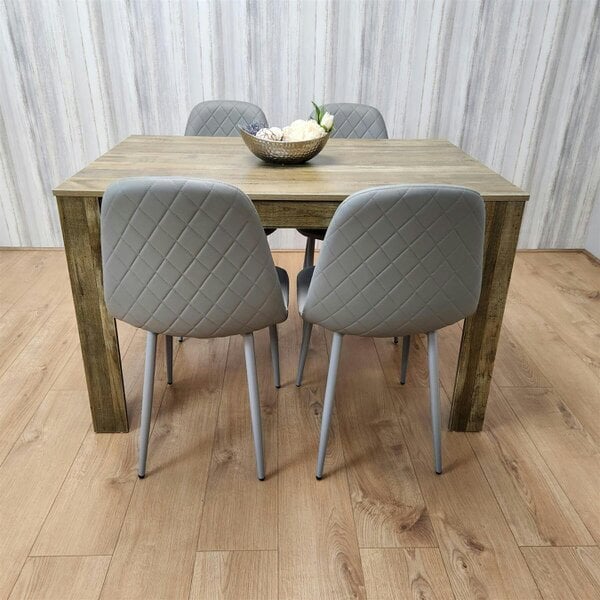 Kosy Koala Modern Dining Table Set With 4 Grey Gem Pattern Chairs Dining Room Furniture