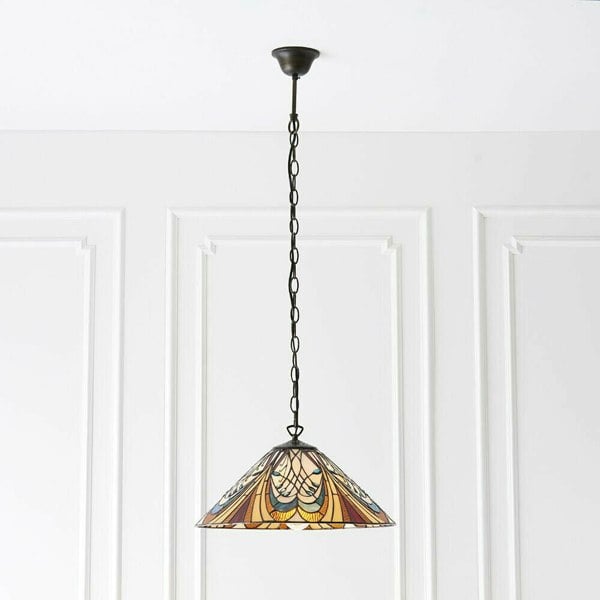 Tiffany Glass Hanging Ceiling Pendant Light Bronze Chain Down Lamp Shade i00121 Loops