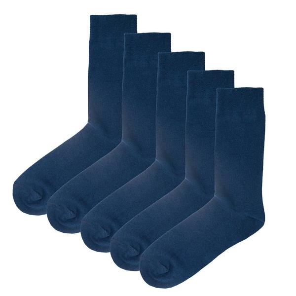 Jemsox 5 Pack - Men’s Luxury Denim Blue Plain Colour Organic Cotton Comfort Welt Socks – UK 6-9