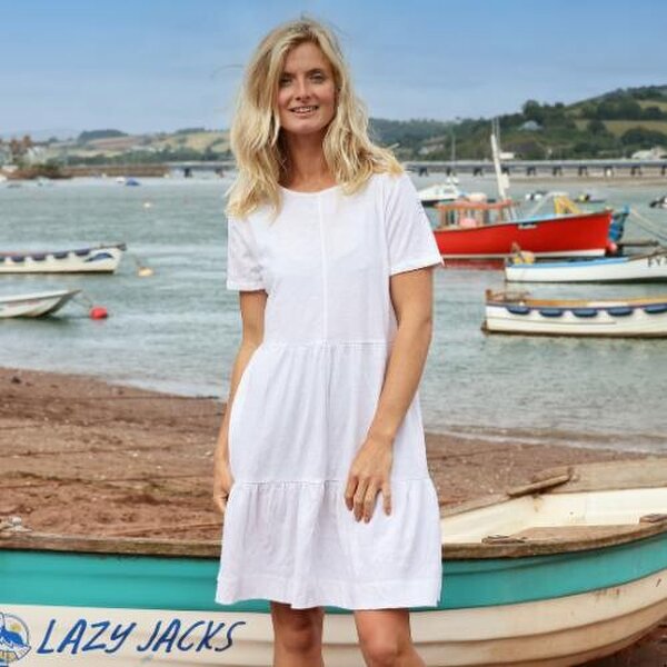 Lazy Jacks LJ524  - Ladies Tiered Dress - White