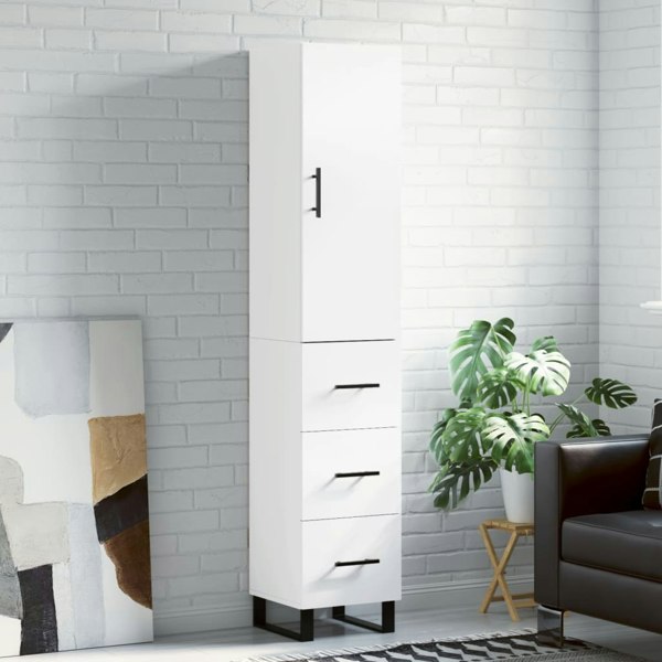 Berkfield Highboard White 34.5x34x180 cm Engineered Wood