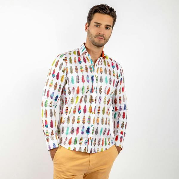 ABSTRACT PRINTED FEATHERS PRINT SHIRT - Premium Men's Patterned Shirt by Claudio Lugli | Bold Design, Tailored Fit, Best Printed Shirts