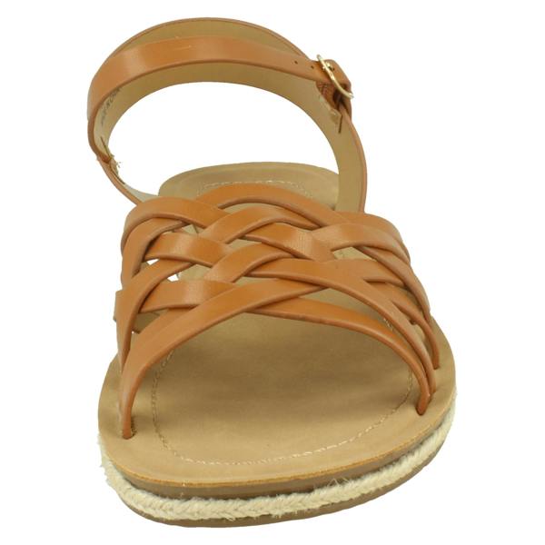 Savannah Ladies Savannah Flat Ankle Strap Sandal with Weaved Upper F00442