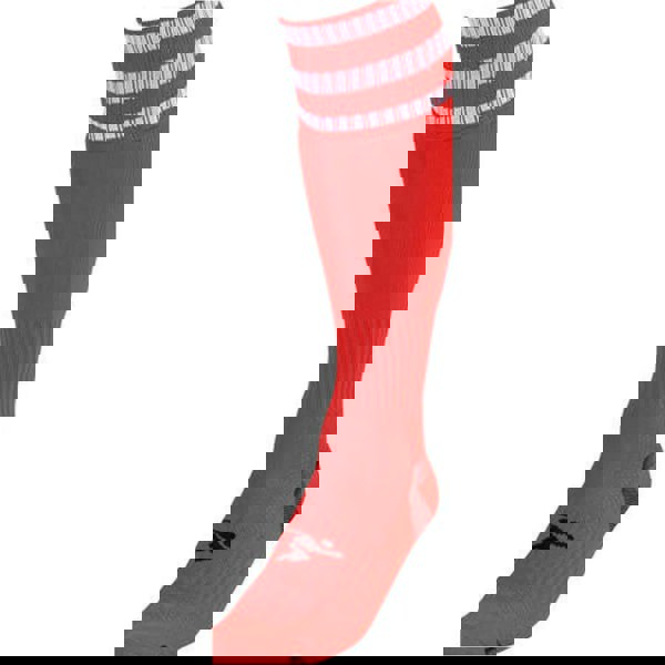 JUNIOR Size 12-2 Pro 3 Stripe Football Socks - RED/WHITE - Contoured Ankle