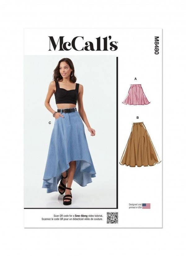 McCalls 8480 Paper Sewing Pattern – Women's Skirt, Intermediate