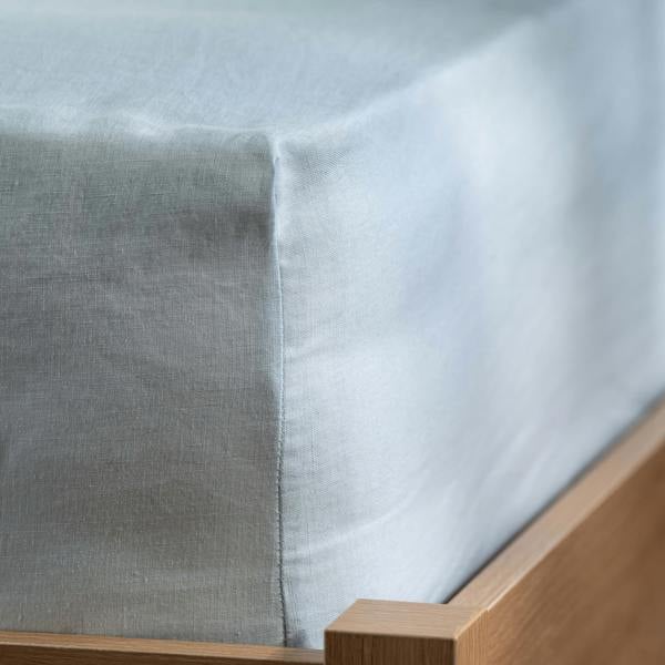 Soak&Sleep Mineral Blue French Linen 40cm Deep Fitted Sheets