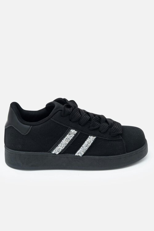 Love Lemonade Crystal Stripe Trainers Exclusive Edition All Black