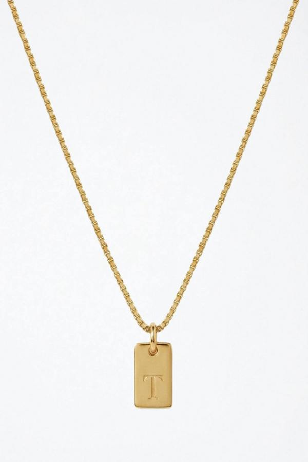 Serla Initial Pendant Gold Plated Necklace Letter T