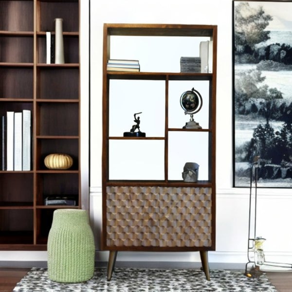 IH Design Camille Retro Multi shelf bookcase with 2 Doors