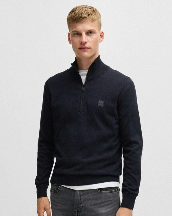BOSS Orange Kanobix S Mens 1/4 Zip Jumper - Dark Blue 404