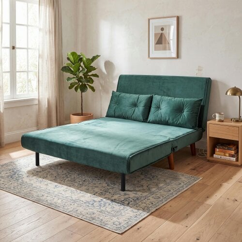 Kosy Koala Double Sofa Bed Sleeper Foldable Portable Pillow Lounge Couch Green Sofa