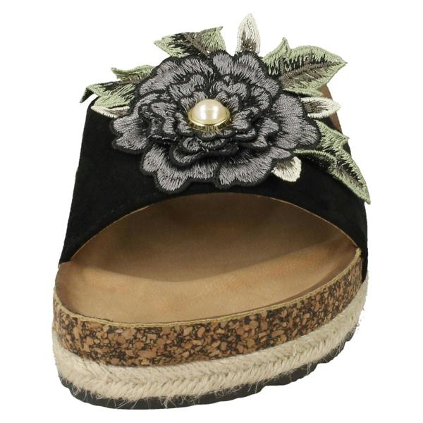 Spot On Ladies Spot On Flower Trim Mules