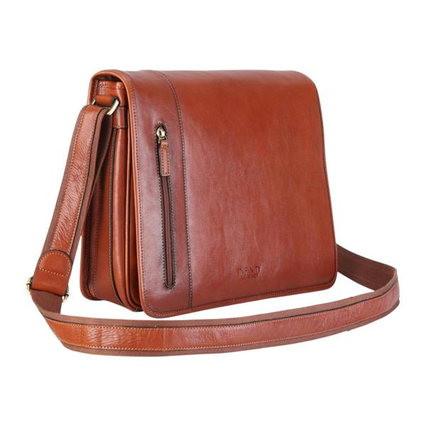 Infinity Leather Genuine Leather Laptop Satchel Messenger Shoulder Bag - Astor