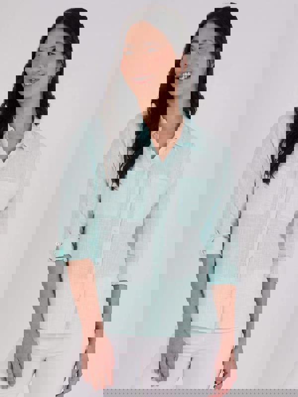 PennyPlain Collared Microcheck  Shirt - Mint