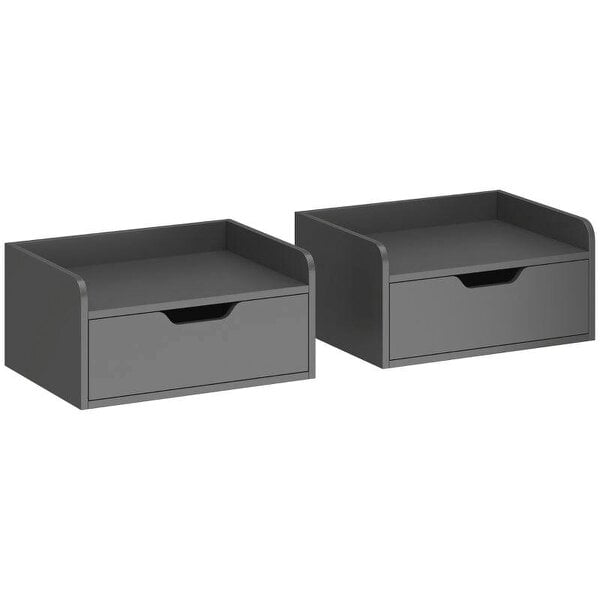Floating Nightstands Set of 2, Wall Mounted Bedside Table with Drawer for Bedroom, Black
