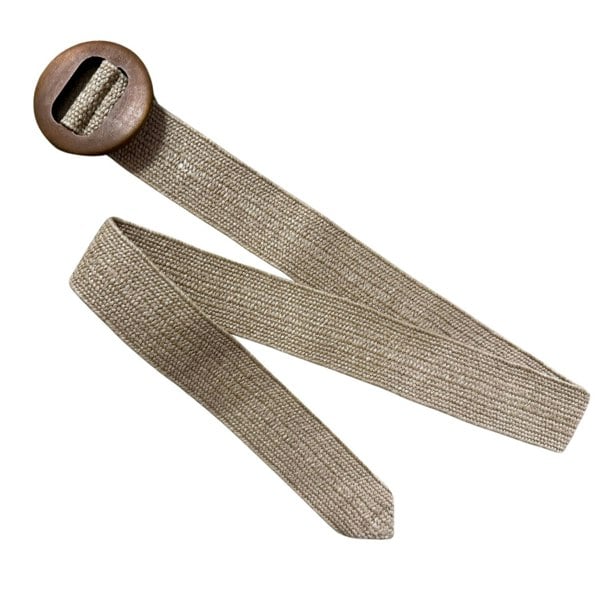 Solis Accessories Chunky Rattan Stretch Belt with Wooden Buckle