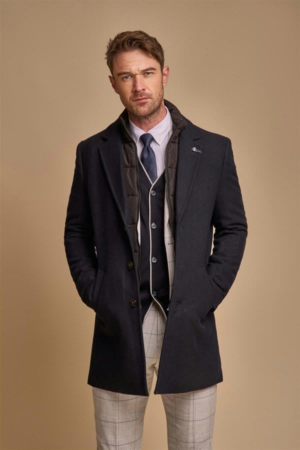 Sanford navy overcoat front