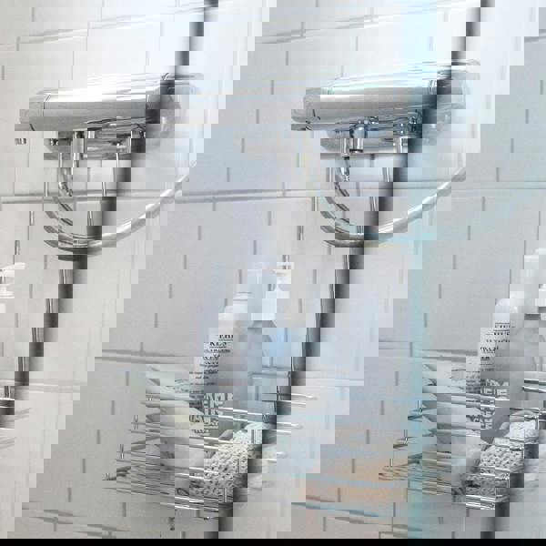 BESLAGSBODEN Polished Chrome Stainless Steel Shower Basket for Shower Mixer