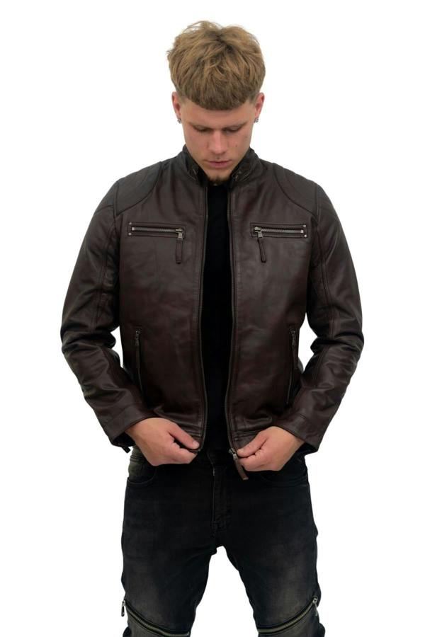 Infinity Leather Mens Moto Leather Biker Jacket-Taiwan