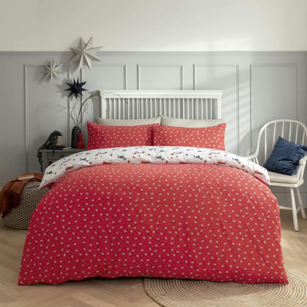 Smart Living Christmas Jumper Dog Puppies Reversible Duvet Set - Multi