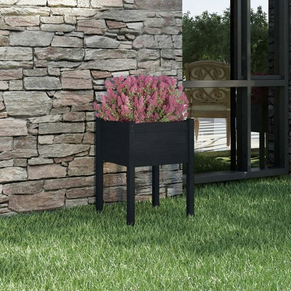 Berkfield Garden Planter Black 50x50x70 cm Solid Pinewood