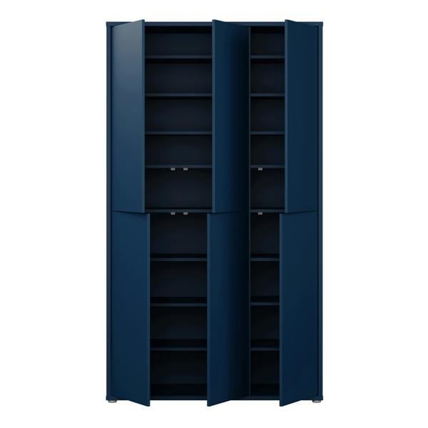 Furniture To Go Alice Springs Tall Shoe Cabinet with 6 Doors Push-to-Open in Night Blue