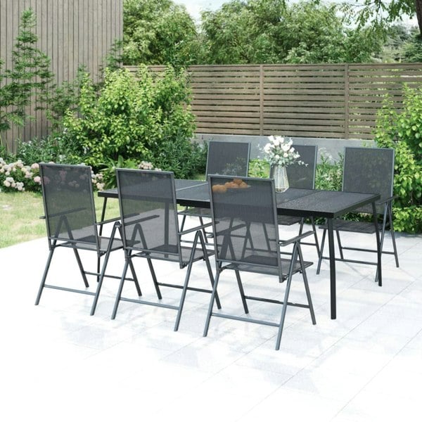 Berkfield 7 Piece Garden Dining Set Anthracite Steel