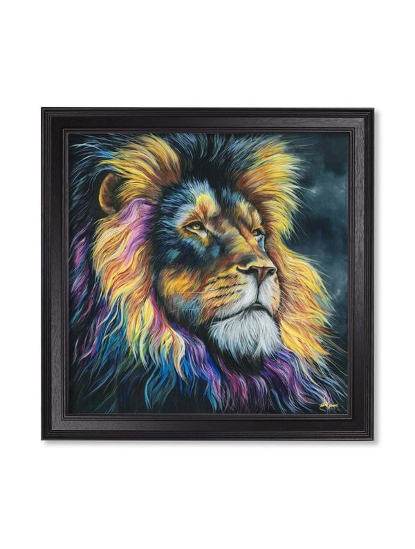 Exceptional Art Lion Print 'Courage' by Amy Ansell - Black Square Frame