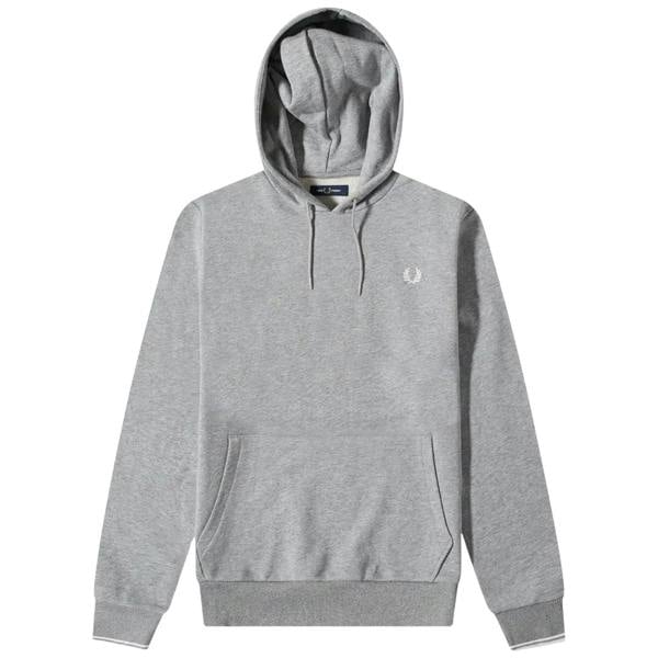 Fred Perry Tipped Grey Marl Hoodie XS