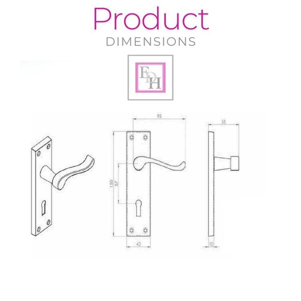 EDH Door Hardware Satin Nickel Victorian Scroll Lock Door Handles + 3 Lever Mortice Sash Lock Set1