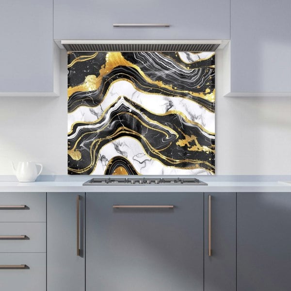 Warren Reed - Designer Black And Gold Marble Effect Kitchen Splashback