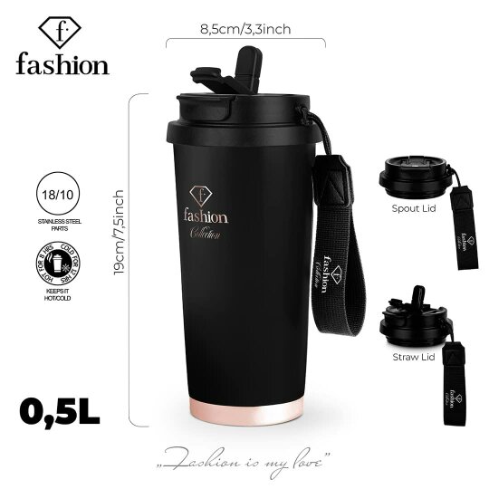 Berlinger Haus Coffee Mug 0.5L Black Rose Gold FTV0132 Fashion