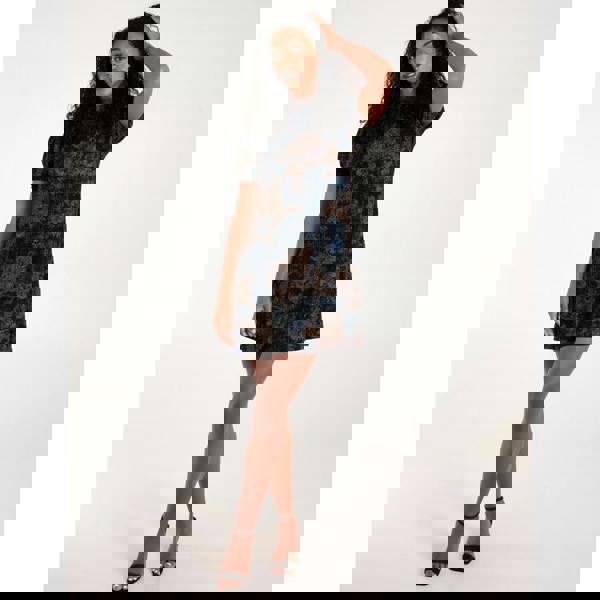 Blue Vanilla High Neck Puff Sleeve Dress