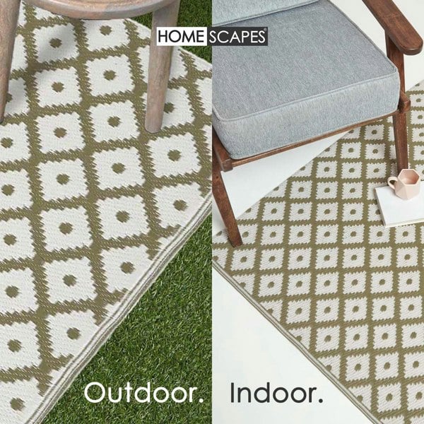 HOMESCAPES Outdoor Rug Luxury Waterproof Reversible Recycled, For Garden, May Geometric