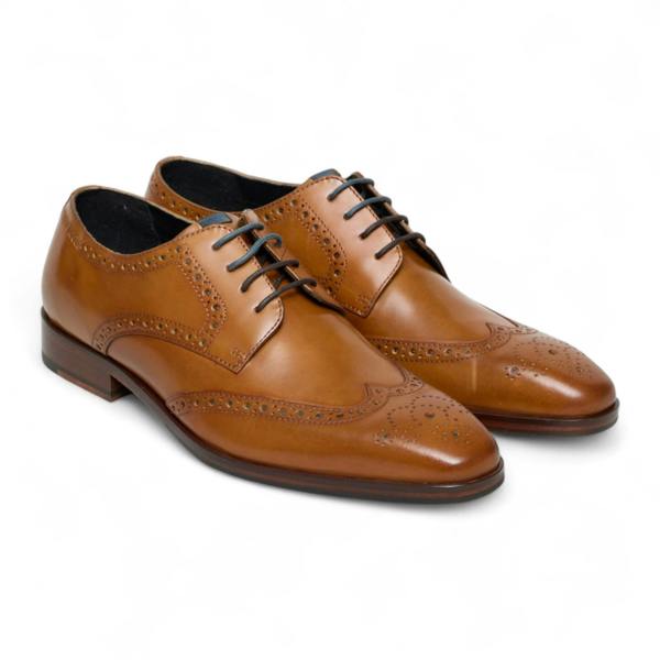 Antique Rogue Men’s Tan Brown Leather Classic Formal Lace-Up Brogue Shoes