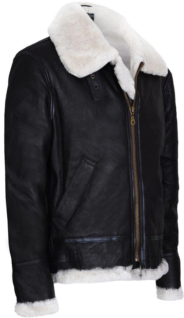 Infinity Leather Men's Pilot B3 Flying Shearling Sheepskin WWII Bomber Aviator Jacket